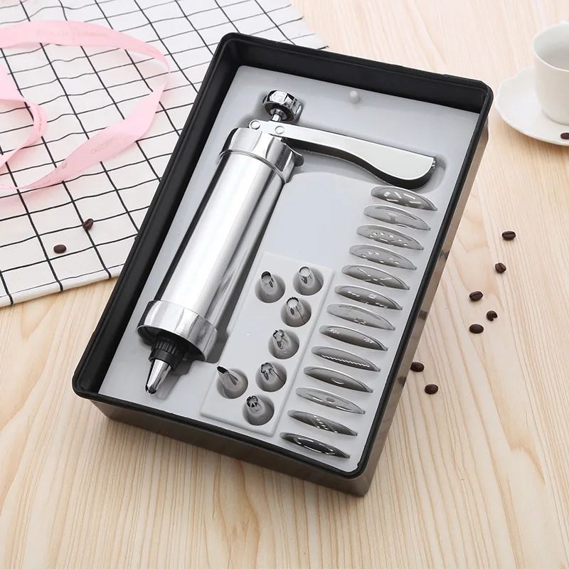 Multifunctional Household Stainless Steel Manual Biscuit Maker, Cookie Cutter Gun, Aluminium Alloy Die, Kitchen Tools