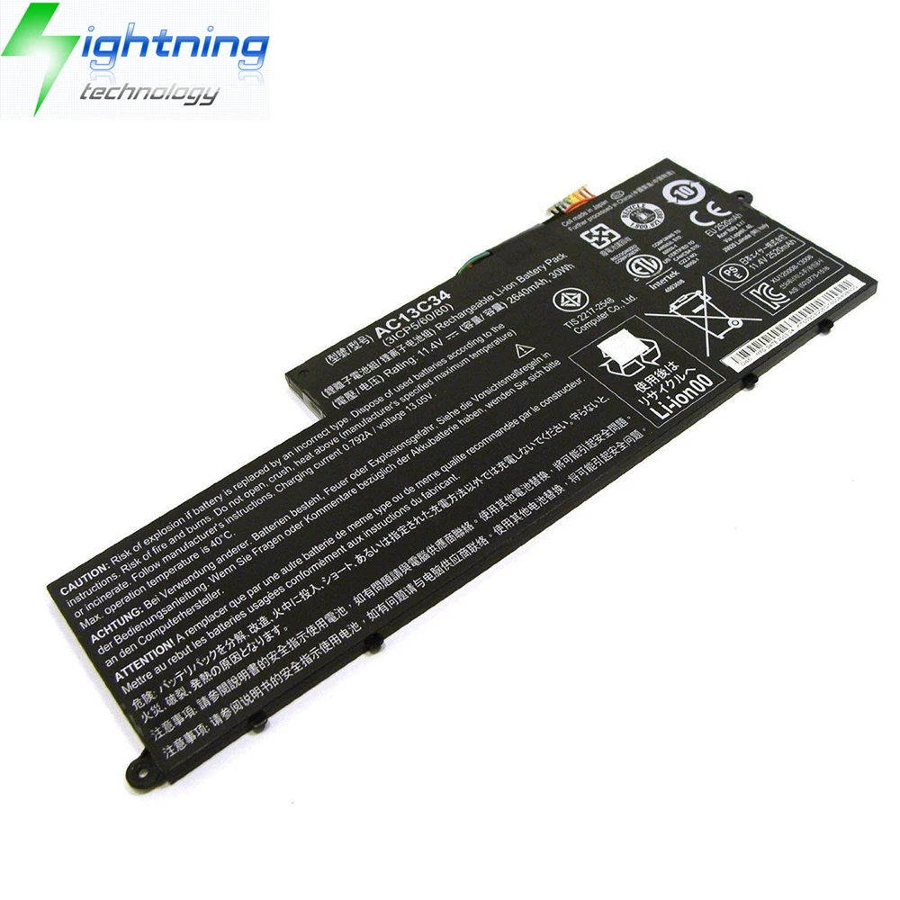 Imagem -06 - Brandnew Genuíno Original Ac13c34 11.4v 2640mah Bateria do Portátil para Acer Aspire V5122p V5-132 E3-111 E3-112 Es1-111m