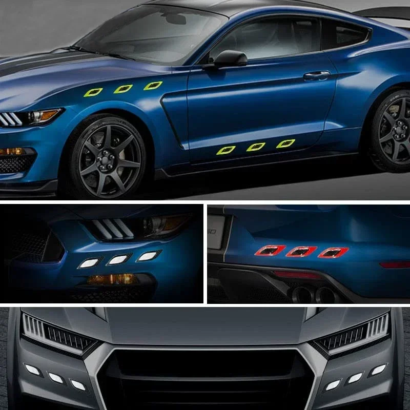 6pcs/Set Car Reflective Stickers Anti-Scratch Safety Warning Sticker for Moto Truck Auto Motor Exterior Decorative Accessories