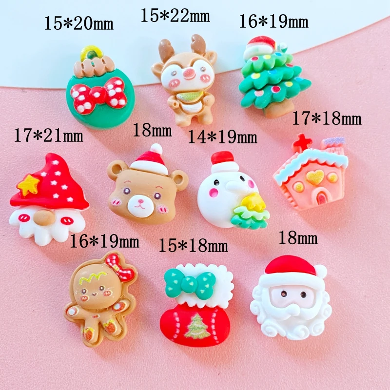 20Pcs New Cute Mini Christmas Collection Flat back Resin Cabochons Scrapbooking DIY Jewelry Craft Decoration Accessorie