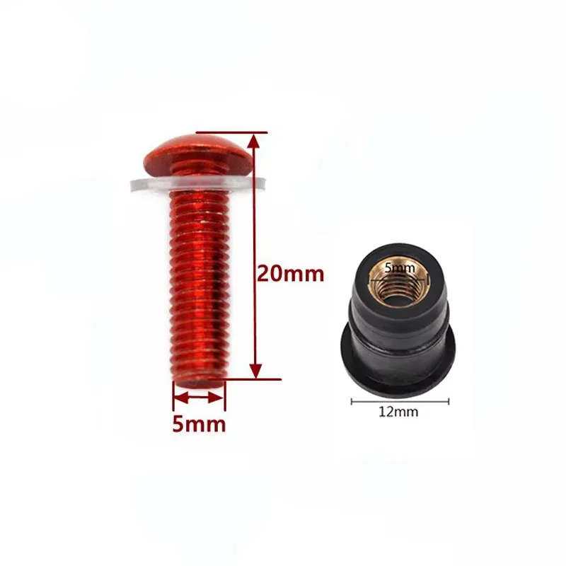 10 قطعة دراجة نارية الزجاج الأمامي مسامير الربط المكسرات السحابة عدة CNC الألومنيوم دراجة نارية تصاعد M5 x 15 مللي متر