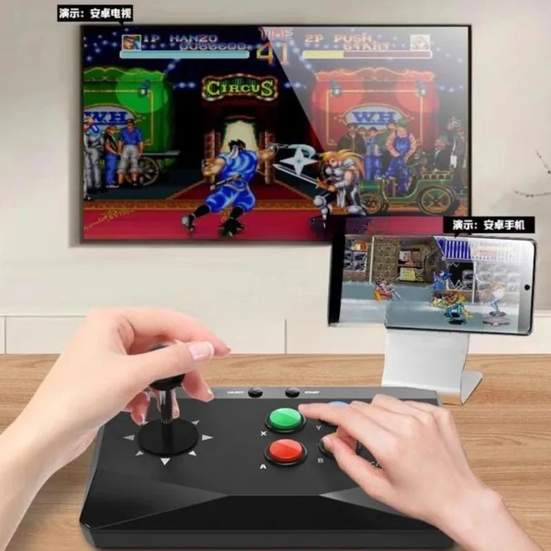 Game Console with TV Arcade Joystick Game Console Wireless Double Round Gear King of Fighters Street Fighting Joystick