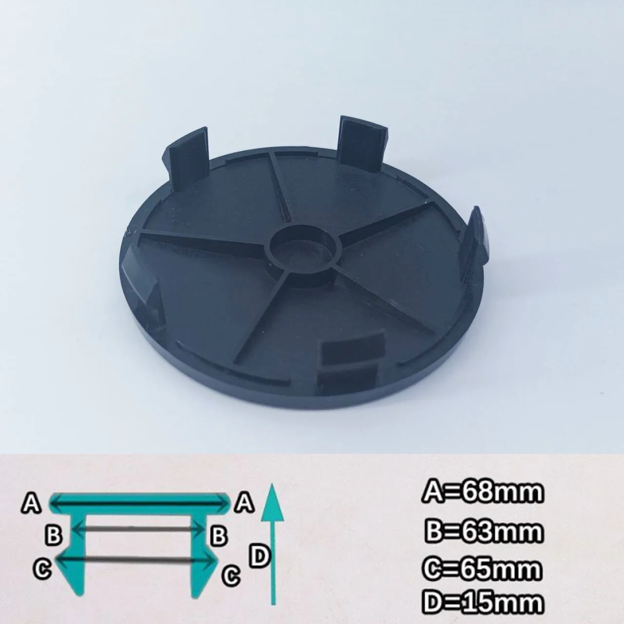 Universelle Auto-Radnabenkappen 4 Stück 49-68mm Schwarz Silber Radabdeckungen Ersatzteile – Detail 10