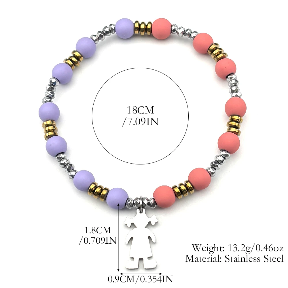 Cute Pink Kids Hand Chain For Women Men Boy Girl Stainless Steel Silver Color Fashion Female Lovely Bracelet Jewelry Accessory