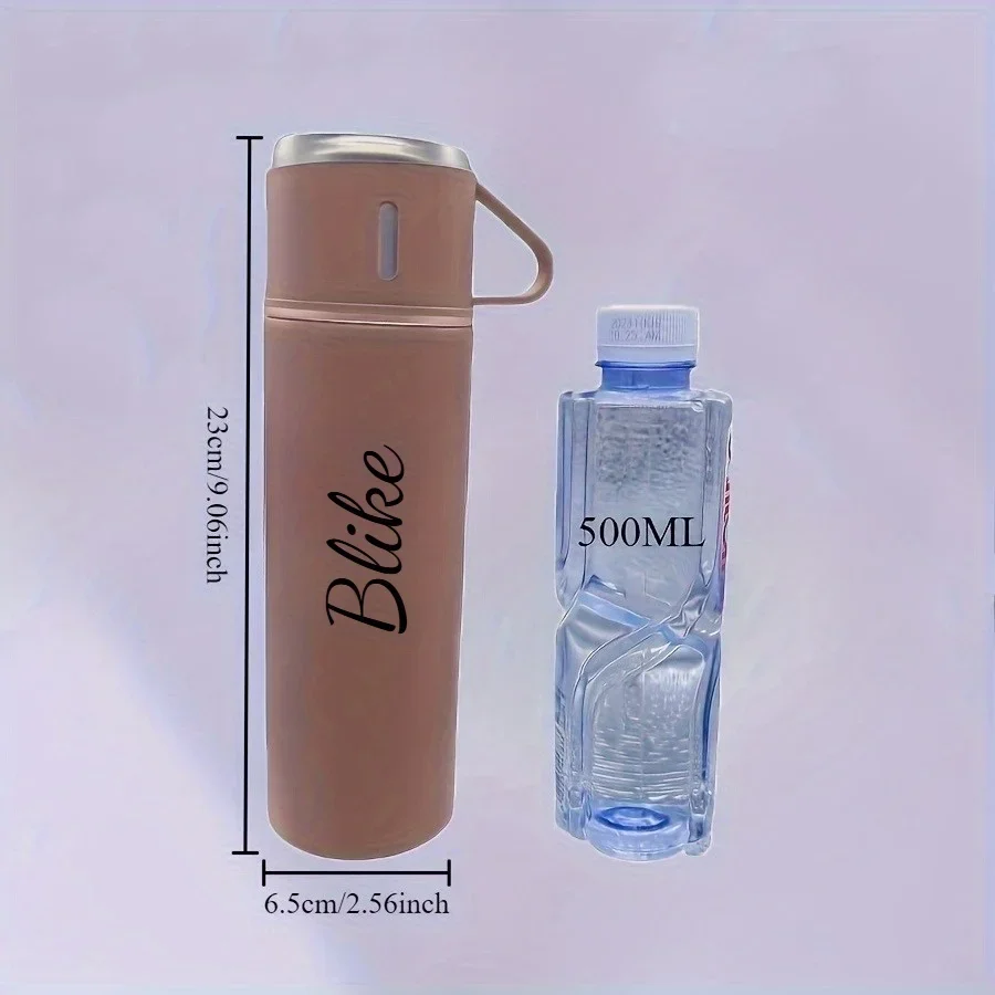 زجاجة ترمس منقوشة بالليزر مخصصة 500 مل - زجاجة مياه معزولة من الفولاذ المقاوم للصدأ لرفع الأذن وغطاء مرن #3