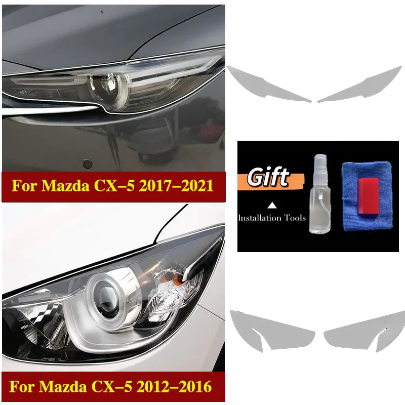 Car Headlight Protective Film Headlamp Transparent Black TPU Sticker For Mazda CX5 KE KF 2012-Present 2018 2019 2020 Accessories