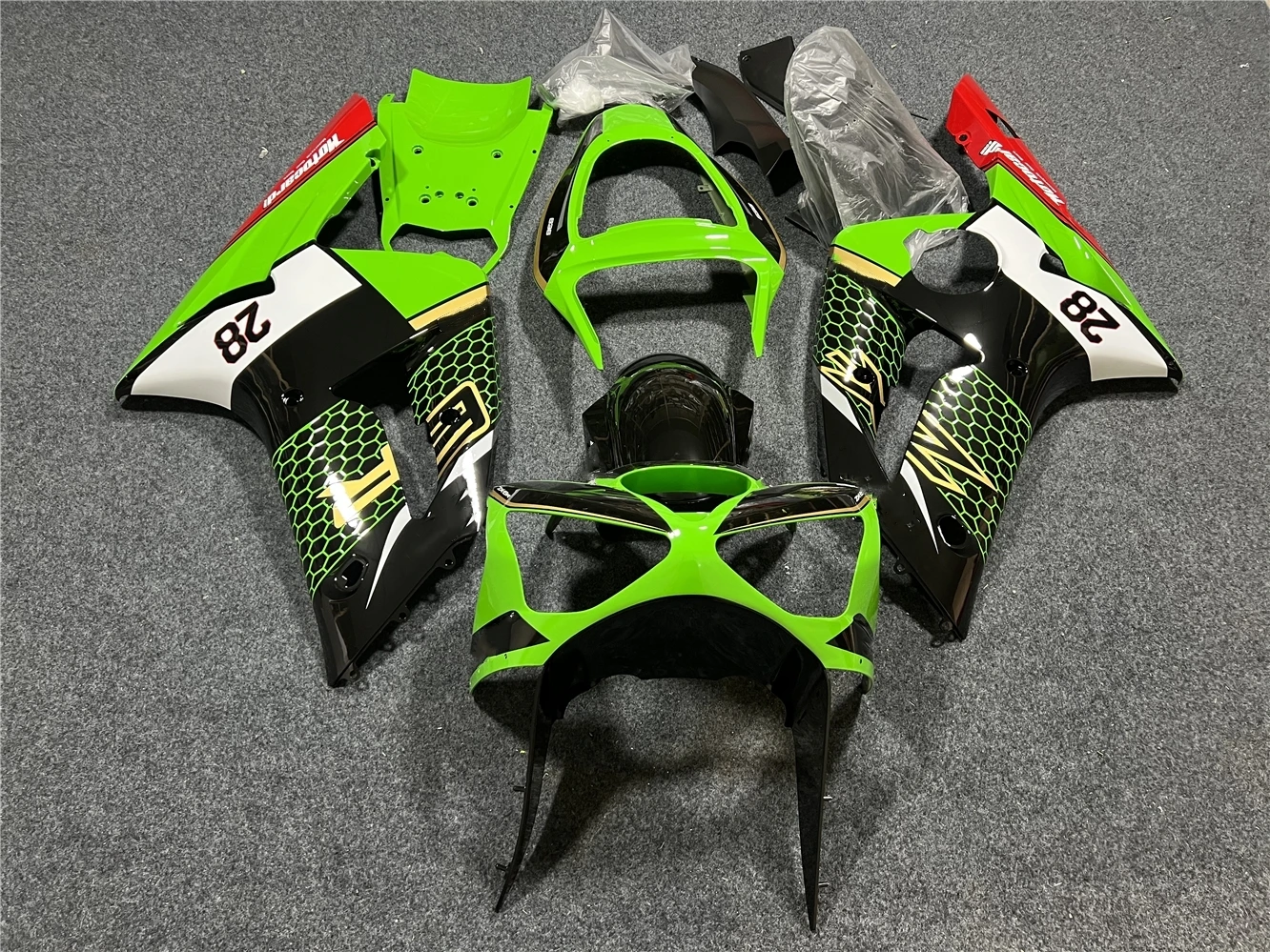 Motorcycle Fairing Kit Suitable for Kawasaki ZX-6R 03-04 Year 636 2003 2004 Fairing Green Gold Black Red