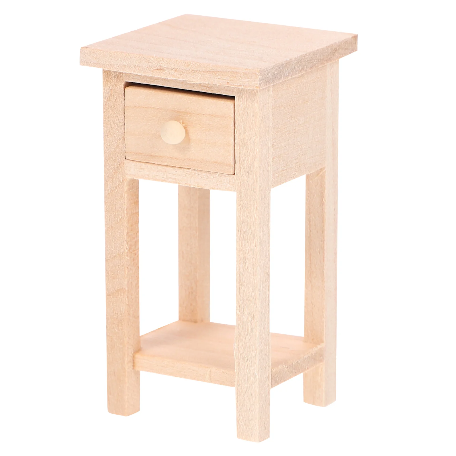 

Dollhouse Stool Wood Furniture Mini Wooden Nightstand Bedside Table Miniature Toy Nightstands