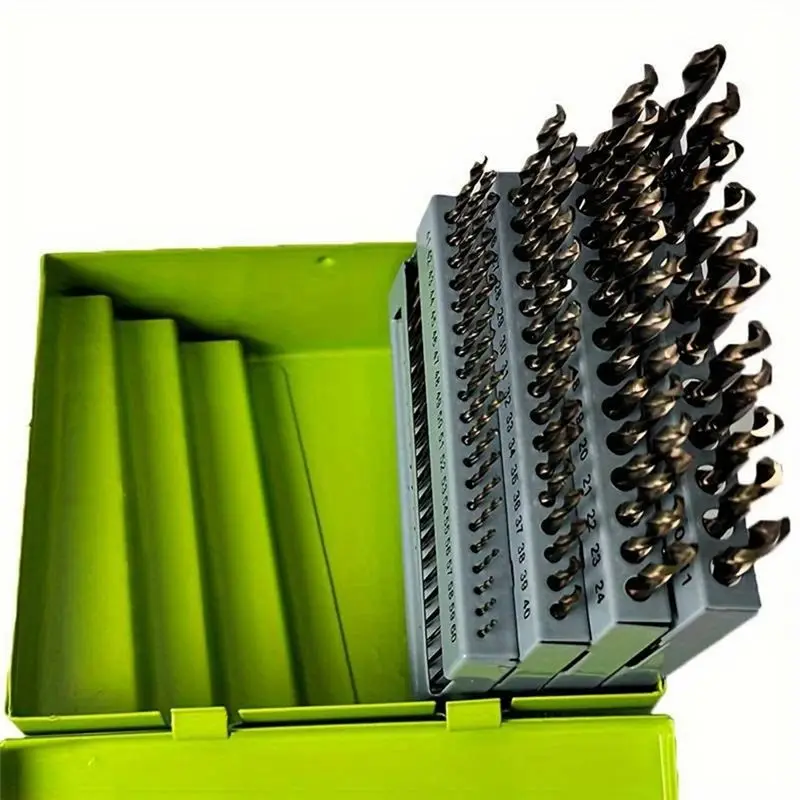 A02M-Industrial-Grade Full-Grinding Small Twist Drill 60PC High-Speed Steel Round Shank Number Drill Box