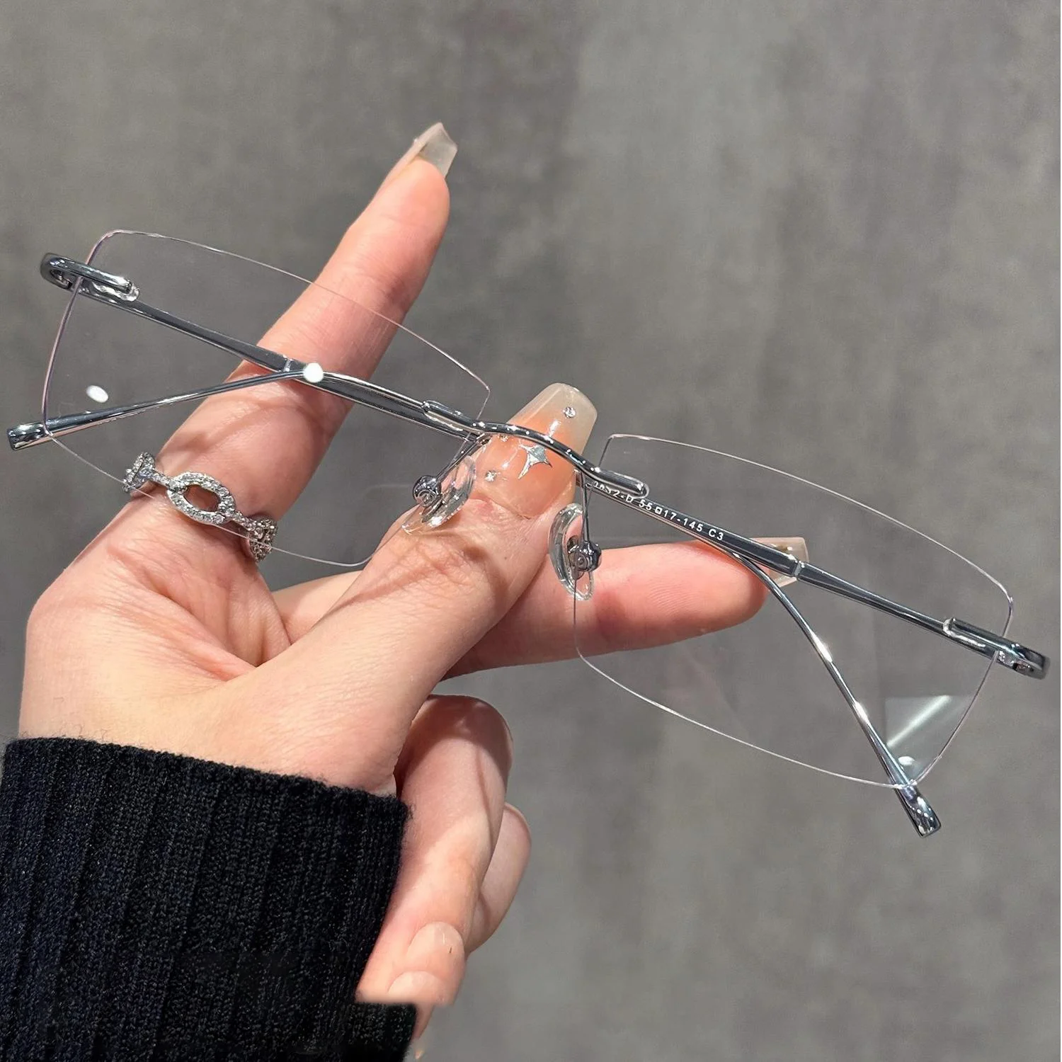 KLASSNUM Frauen Männer Randlose Myopie Brille Anti-blau Licht Metall Rahmen Brille Dioptrien Minus 0-1,0-1,5-2,0-2,5-3,0-3,5-4,0-6,0