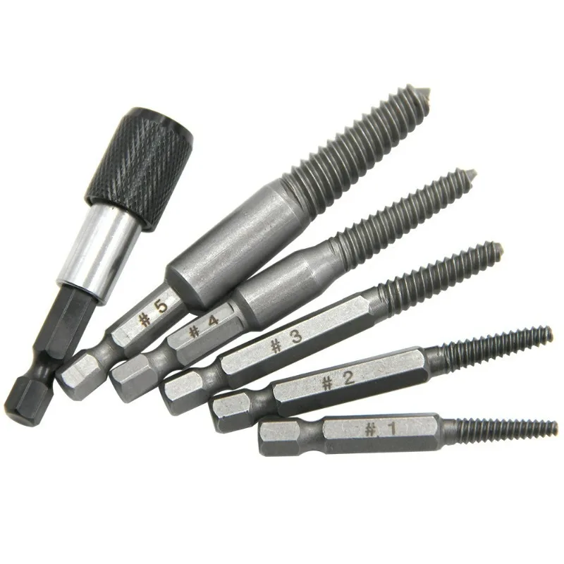 5pc Hexagonal Shank Broken Head Screw Extractor Screw Broken Head Screwdriver for Taking out Electric Drill Tool Set