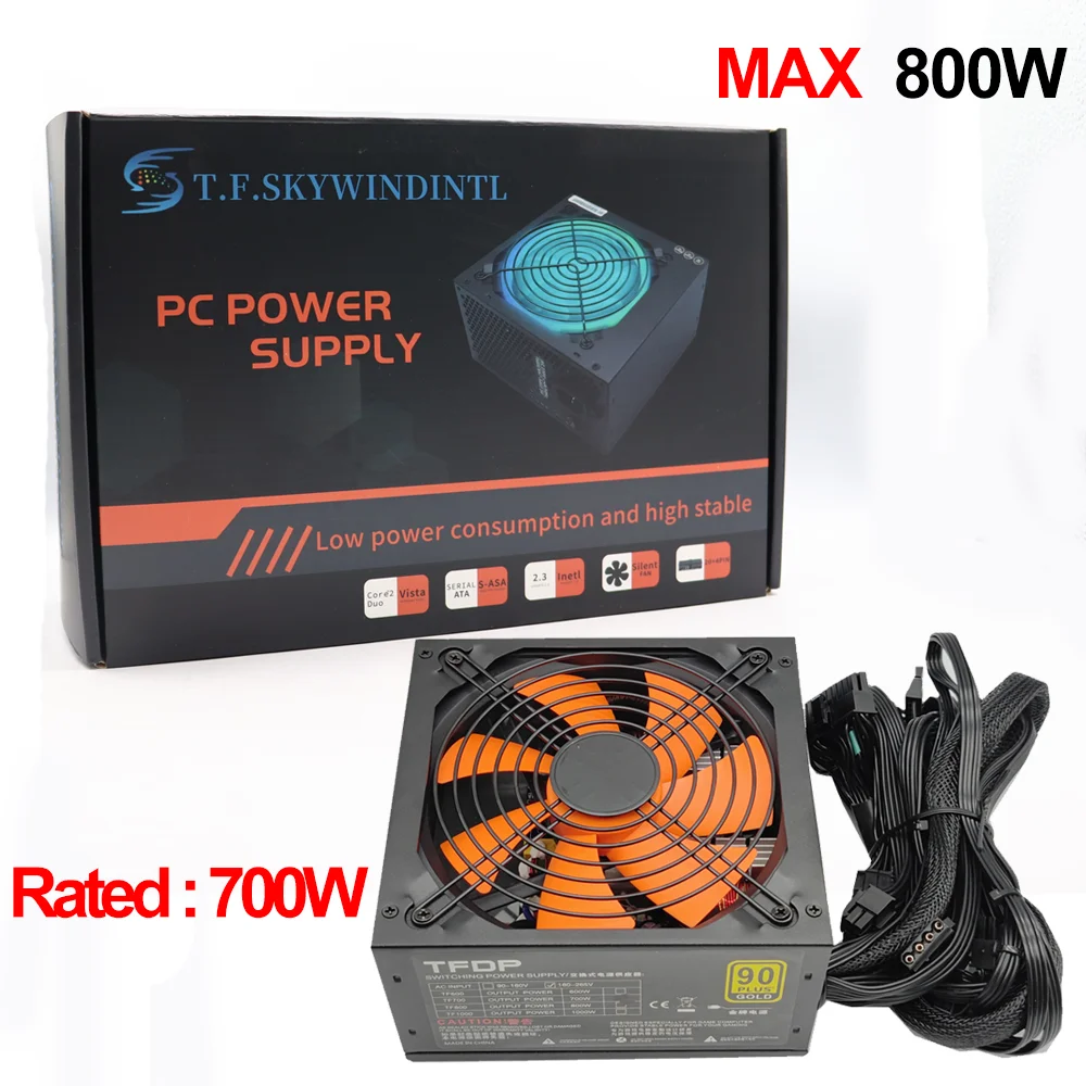 220V Gaming PC Power Supply Rated 700W Max 800W Mining PSU 24PIN ATX Full Module Bitcoin Miner ETH Coin Mining Ethereum