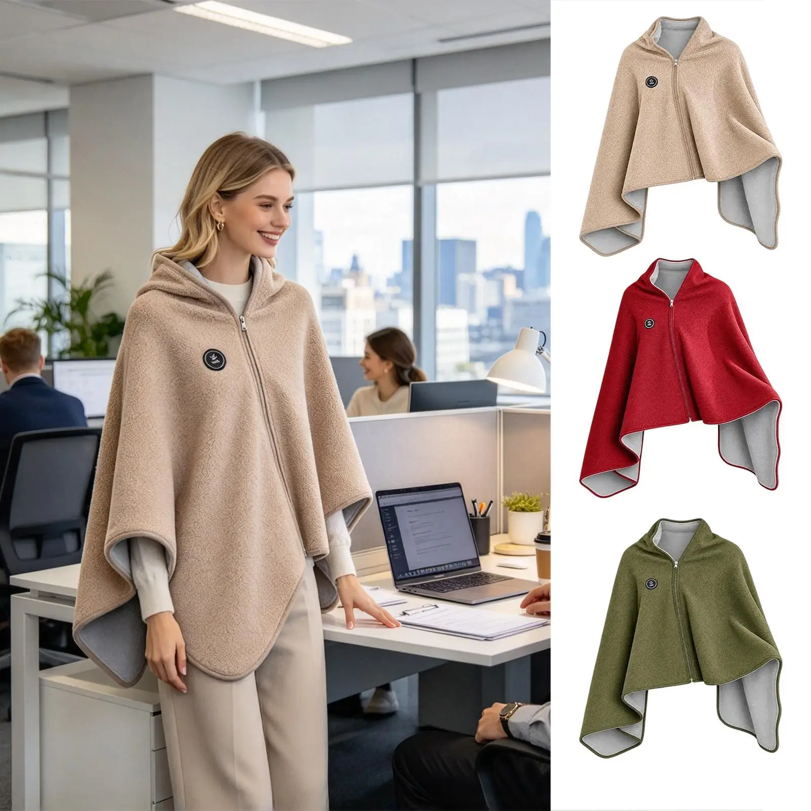 USB Powered Warmer Shawl Blanket 3 Gears Fast Heating Heating Blanket Cozy Soft USB Heating Shawl Car Outdoor Home Winter Use