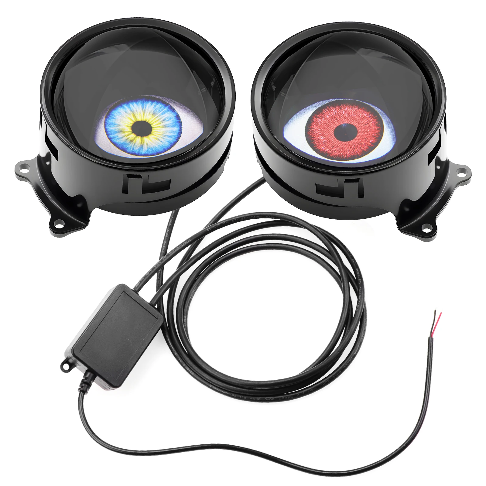 LED Car Dynamic Devil Eye Large Light 3-inch 33 Mode Car Light Remote Modification Eagle Eye 3D Lens Dynamic Pupils Headlight