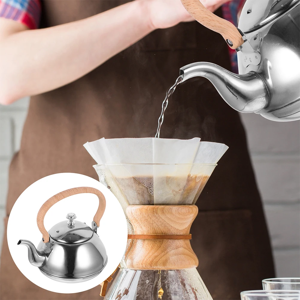

2L Stainless Steel Tea Kettle Ergonomic Wood Handle Stovetop Water Kettle For Gas Electric Induction Stoves Camping Kitchen Hot