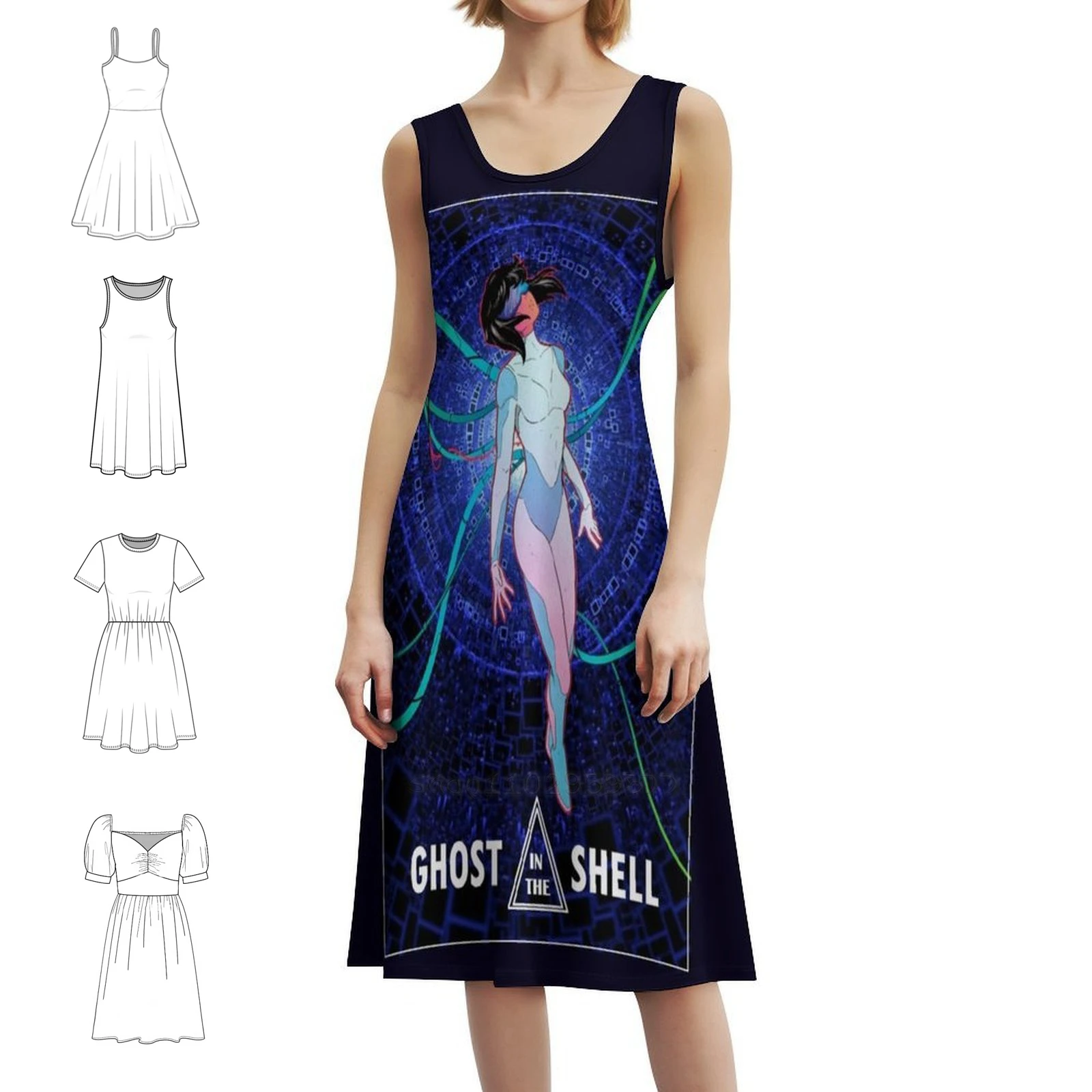 Ghost In The Shell Boho Chic Dress Elegant Fashion Beach Wedding Party Gown Ghost In The Shell Anime Manga Ghost Female Clothing