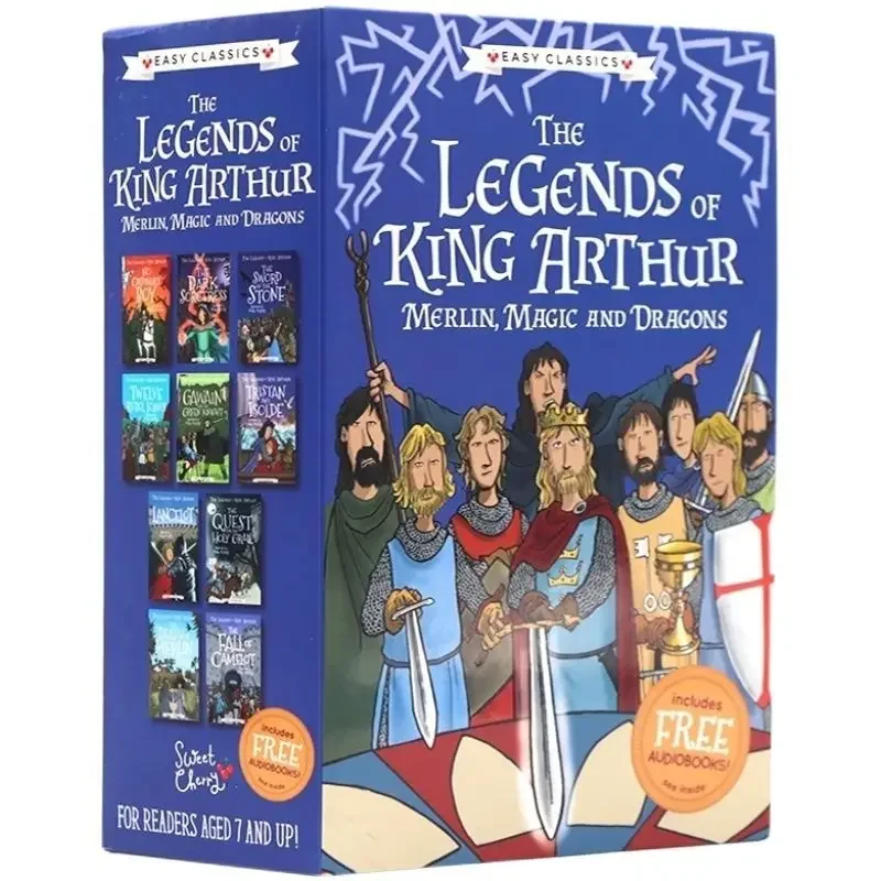 A set of 10 volumes of interesting illustrated novels in English The Legend of King Arthur Scan code audio