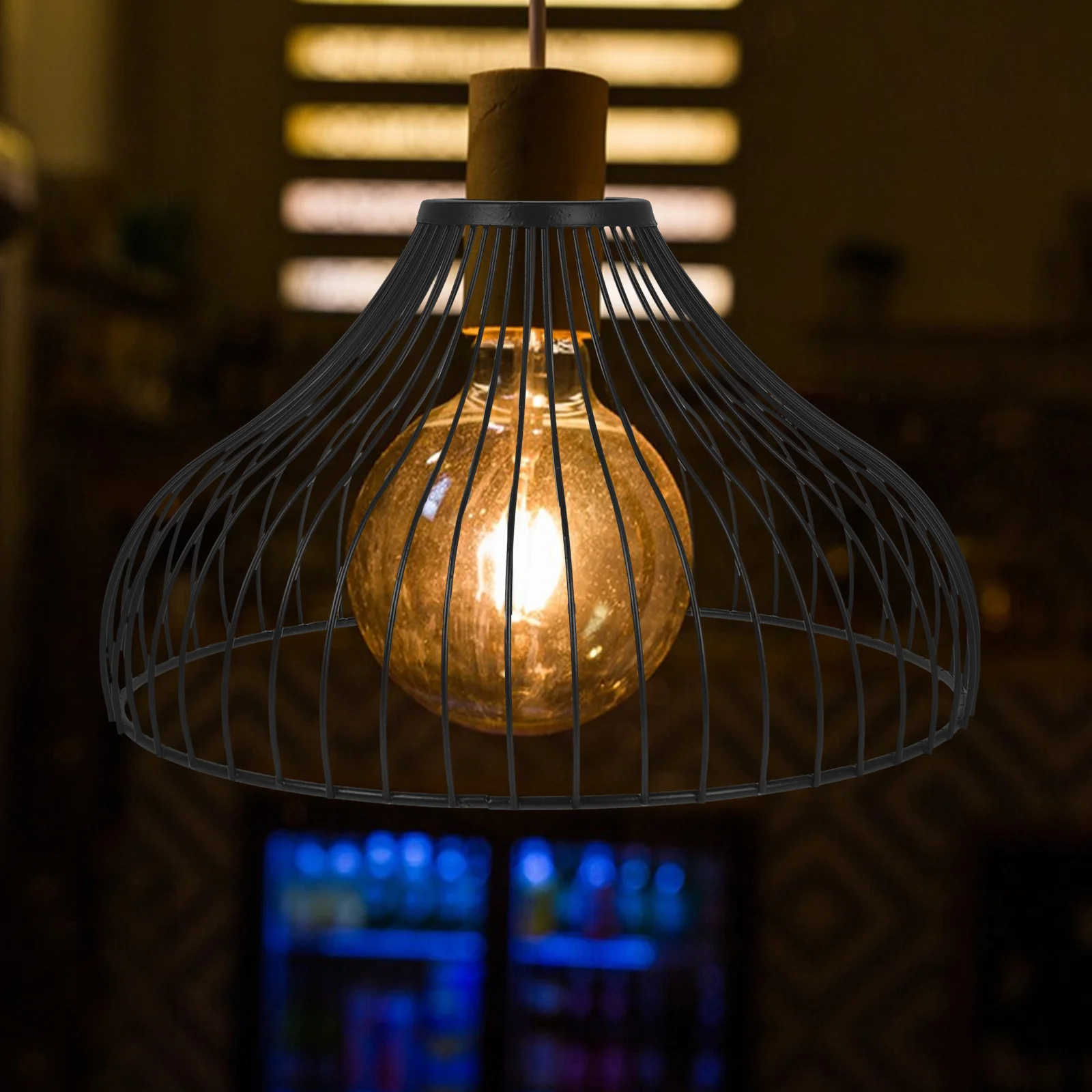 

Modern Metal Cage Lamp Shade Pendant Decorative Industrial Light Bulb Cover Replacement Vintage Open Wire Hanging Lampshade For