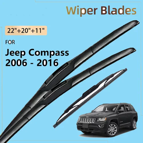 Imagen 1 del producto Escobillas de limpiaparabrisas delanteras y traseras para Jeep Compass MK49 2006 - 2016 2015 2014 2013 2011 2010 2009 2008 2007 cepillos de parabrisas