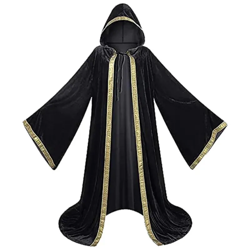 Capa de Cosplay Retro Medieval, Abrigo con capucha, capa gótica Vintage, gabardina larga, capa de mago para fiesta de Carnaval y Halloween para hombres