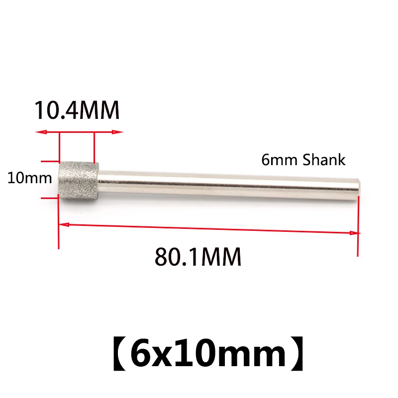6Mm Shank 80Cm Uitgebreide Staaf Cilindrische Diamant Hoofd 6 8 10Mm Braam Slijpen Graveren Bit Voor Dremel rotary Gereedschap