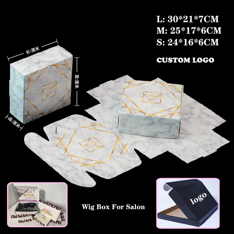 Custom Hair Packaging Box With Logo 20Pcs Colour Fold Paper Box For Bundles Wig/Gift Box For Salon Support Custom Sizes & Brand