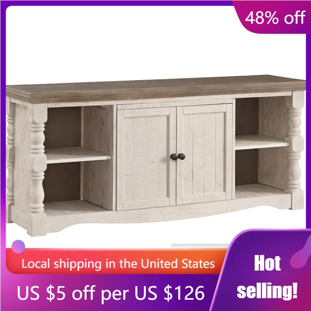 

2 Door Cabinet and Shelves For Storage Farmhouse TV Stand Fits TVs Up to 65" Tv Furniture Table Home Freight free