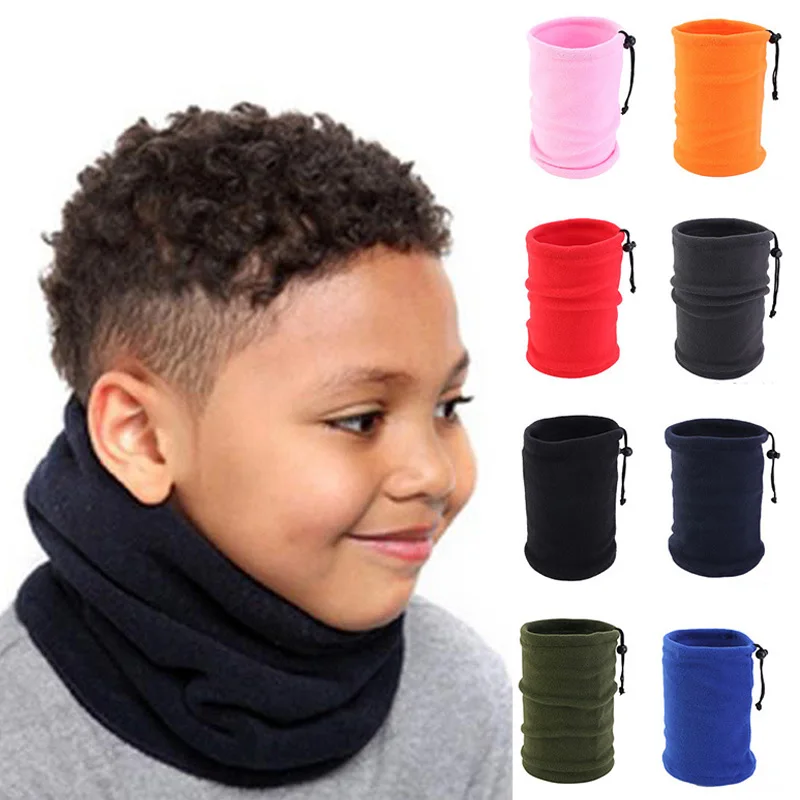 Sciarpa con coulisse regolabile Stile tubo Bandana Copricapo Sciarpe antivento invernali Scaldacollo in pile per bambini Scalda orecchie in tinta unita