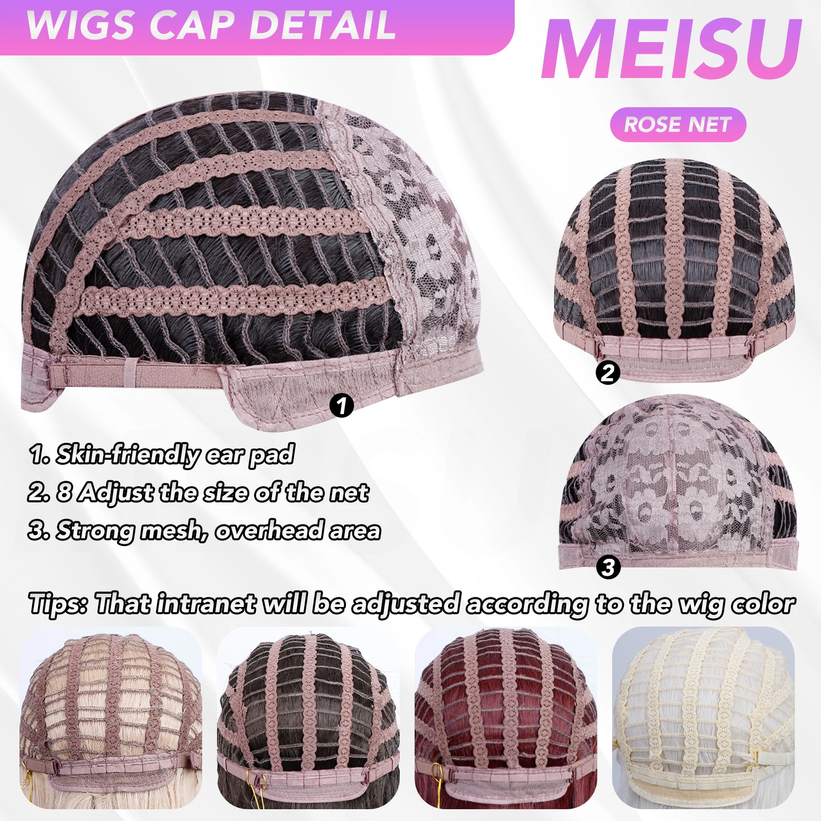 MEISU Black tea Curly Hair Princess Style Bangs Jellyfish Shape Wigs 26 Inch Fiber Synthetic Heat-resistant For Women