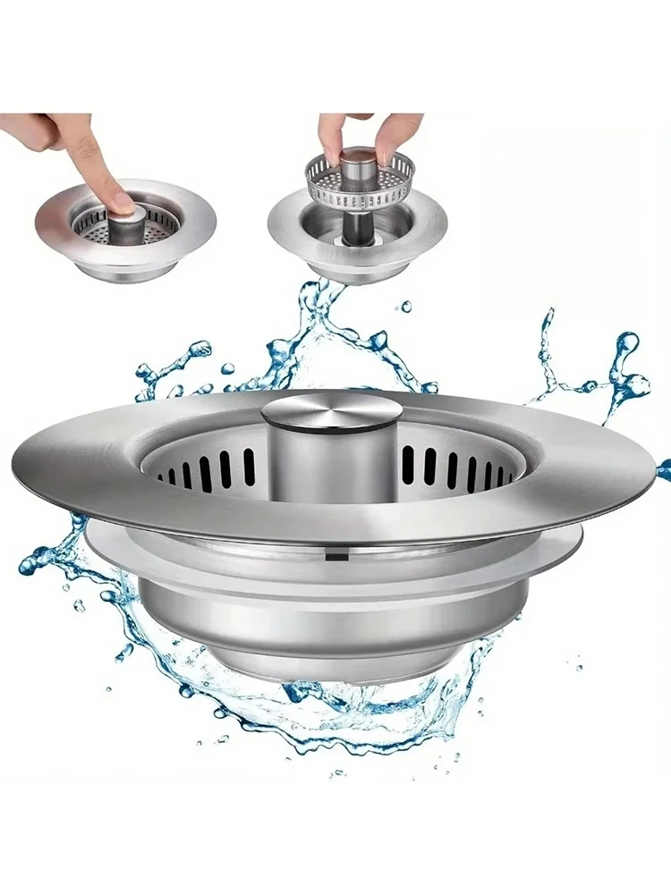 

Stainless Steel Kitchen Sink Bounce Core Drain Strainer Universal Sink Filter Anti-Clog Stopper for Bathroom Kitchen Accessories