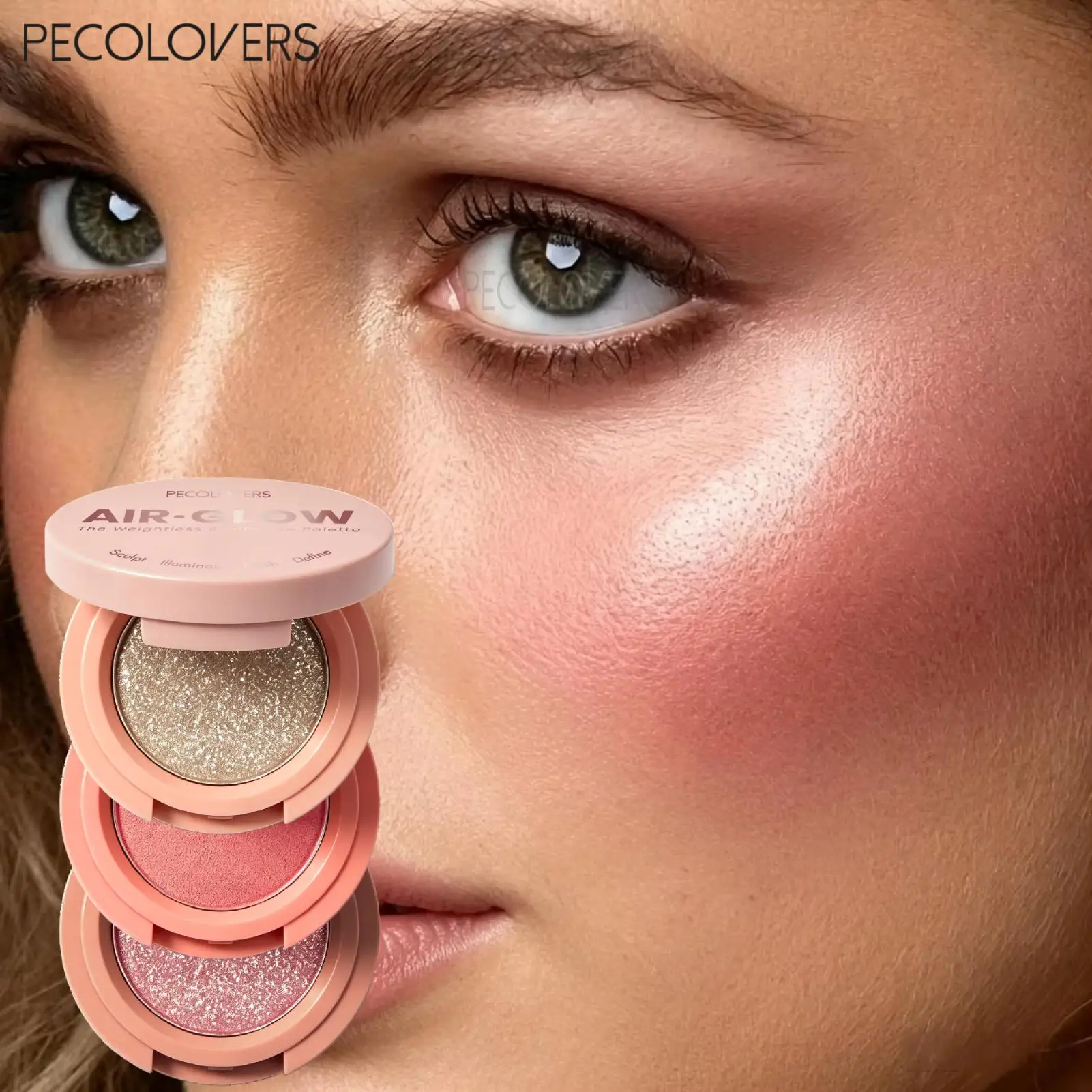 A Three-In-One Blush, Eyeshadow And Highlighter Palette to Brighten The Face,  Women's Cosmetics, Ideal Holiday Gift Collection