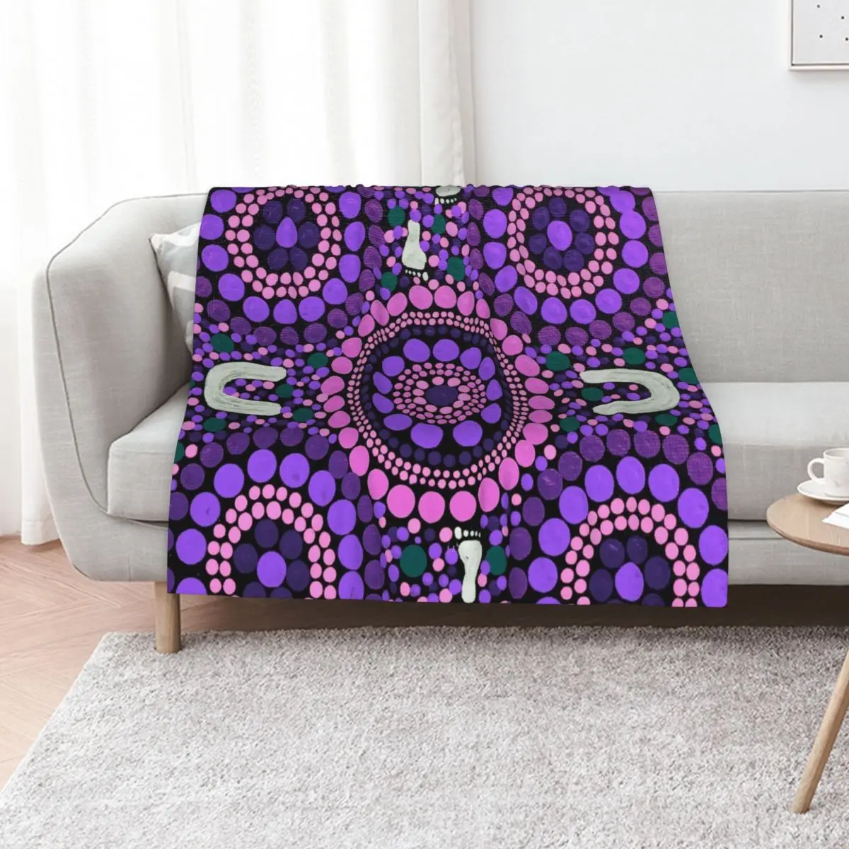 Aboriginal Art Purple Desert Walk Throw Blanket Travel Blankets For Baby Custom Decorative Throw Vintage Blankets