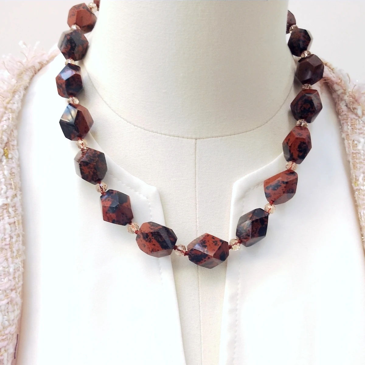 

Lii Ji натуральный камень Радужный обсидиан Кристалл Ожерелье 53 см Женские ювелирные изделия Распродажа