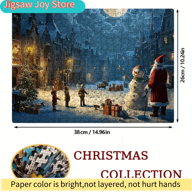 Pudełko zawierające 1000 mini układówek papierowych dla dorosłych o tematyce 'Ciche ulice na świąteczną noc', odpowiednie do gier imprezowych i Ac...