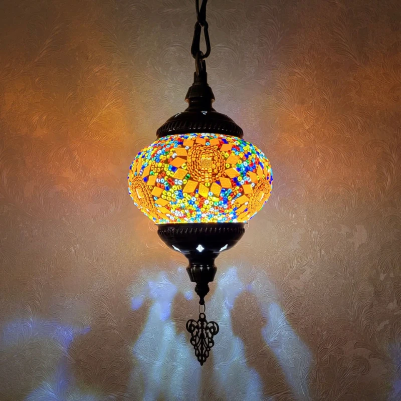 Turkey Classical Glass Pendant Lamp Nordic Retro Homestay Restaurant Bar Counter Club Feature Hotel Decoration Mosaic Chandelier