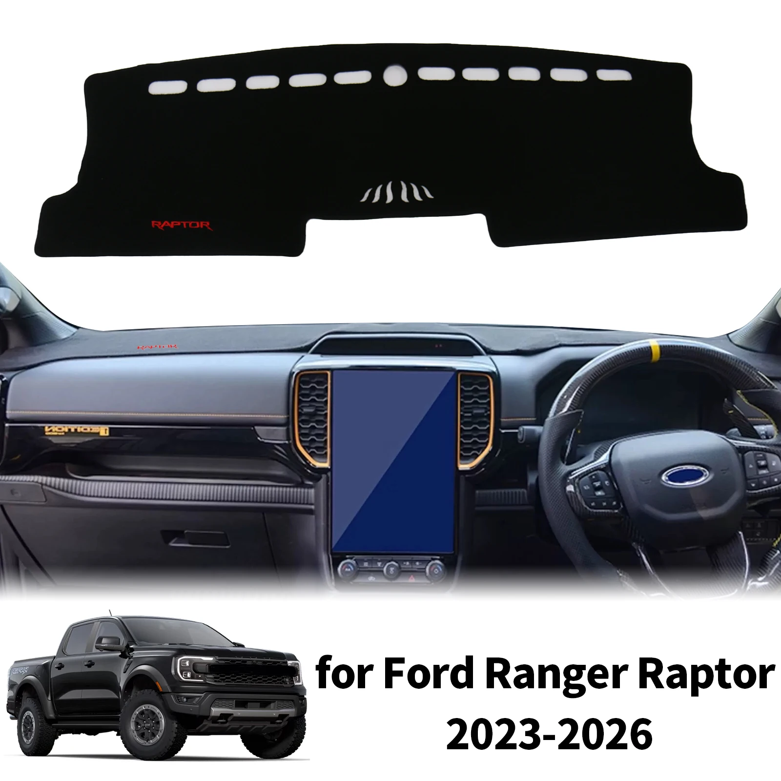 

fit for Ford Ranger Raptor 2023 2024 2025 2026 Dashmat Dashboard Cover Pad DashMat Sunshade Protective Carpet Car Accessories
