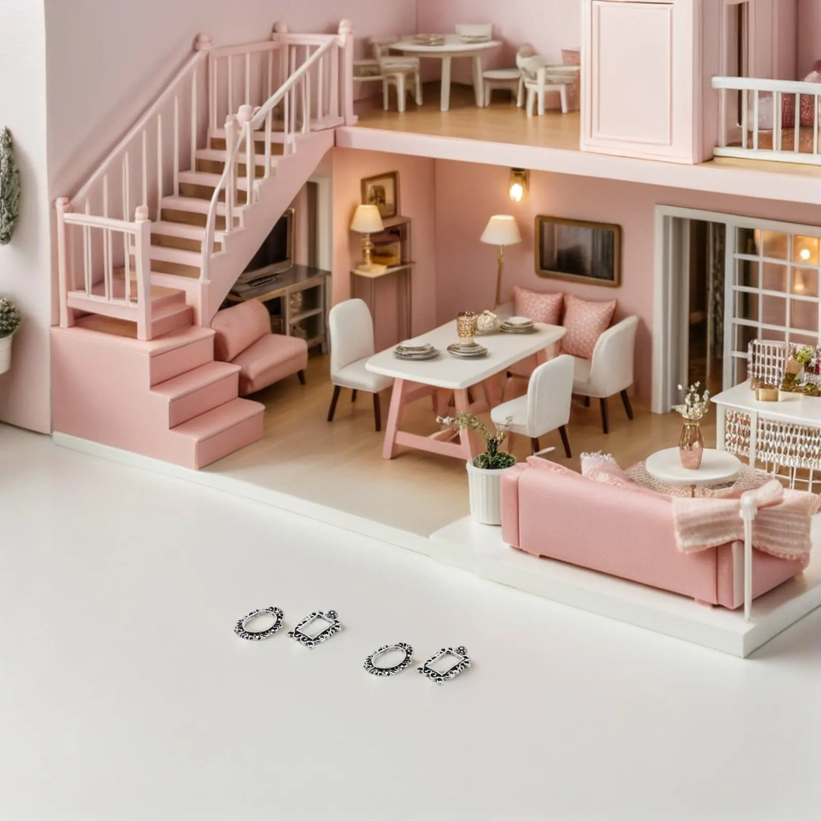 120Pcs Mini Vintage Alloy Picture Frames Retro Tiny Ornaments for DIY Dollhouse Accessories Micro Photo Frames Mini Gallery Set