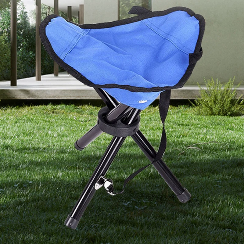 

1Set Folding Camping Stool Camping Walking Fishing Mountaineering Picnic Beach Bbq Oxford Seat Blue