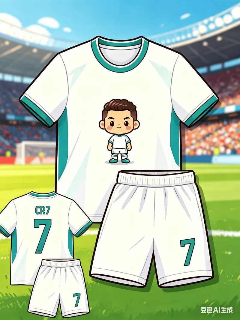 

2026 Summer New Cute Hot Item # 7 RONALDO Kawaii Edition Jersey Set for Adults Children Casual Sports Short Sleeved Shorts Set