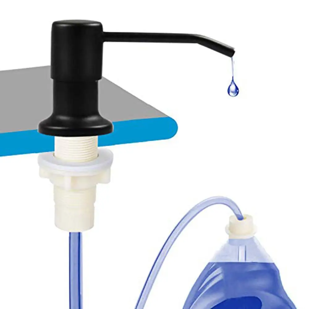 Stainless Steel Kitchen Sink Mounted Liquid Soap Dispenser Countertop Water Pump No-spill Extension Tube Lotion Dispenser