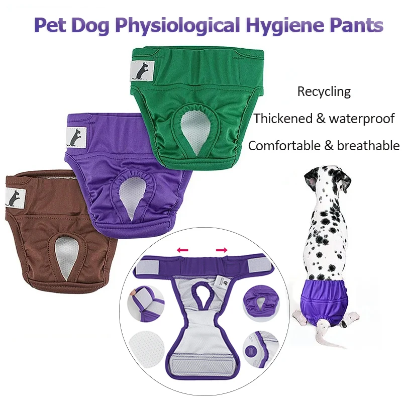 Pet Dog Physiological Hygiene Pants Thickened Waterproof Dog Diaper Comfortable Leak-proof Washable Reusable Pet Urinal Pads