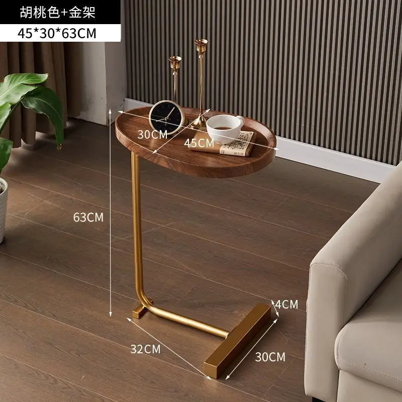 Sofa Tray Table 63cm High Side Table Couches and Bed Snack Table for Living Room Bedroom Small End Table with Metal Frames