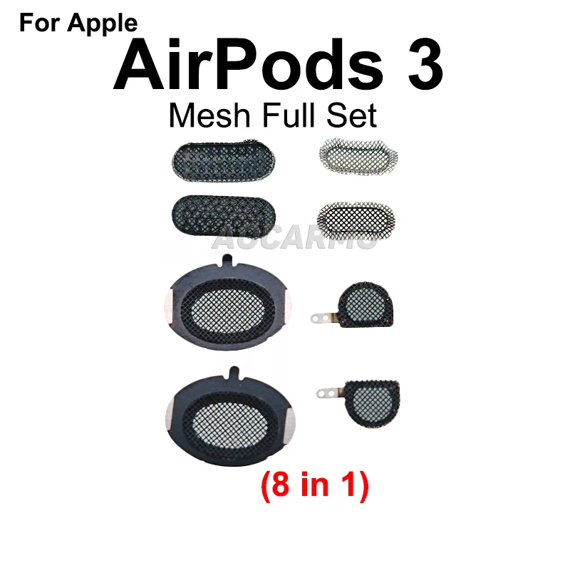 Aocarmo For Apple AirPods 3 A2565 A2564 Earphone Housing Full Set Case Cover Left Right Shell Dust Net Steel Mesh Replacement