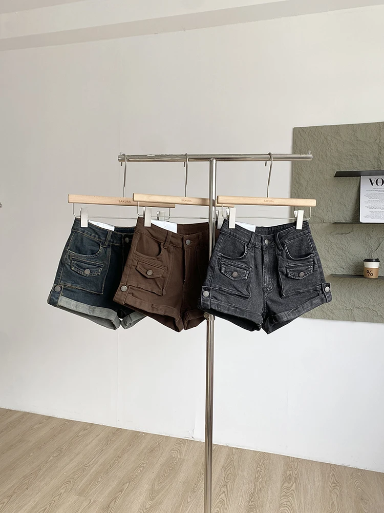 2025年秋新作 韓国風ファッション シックなカーリング加工 カウボーイショーツ レディース ハイウエスト 多用途 Aライン ワイドレッグショーツ