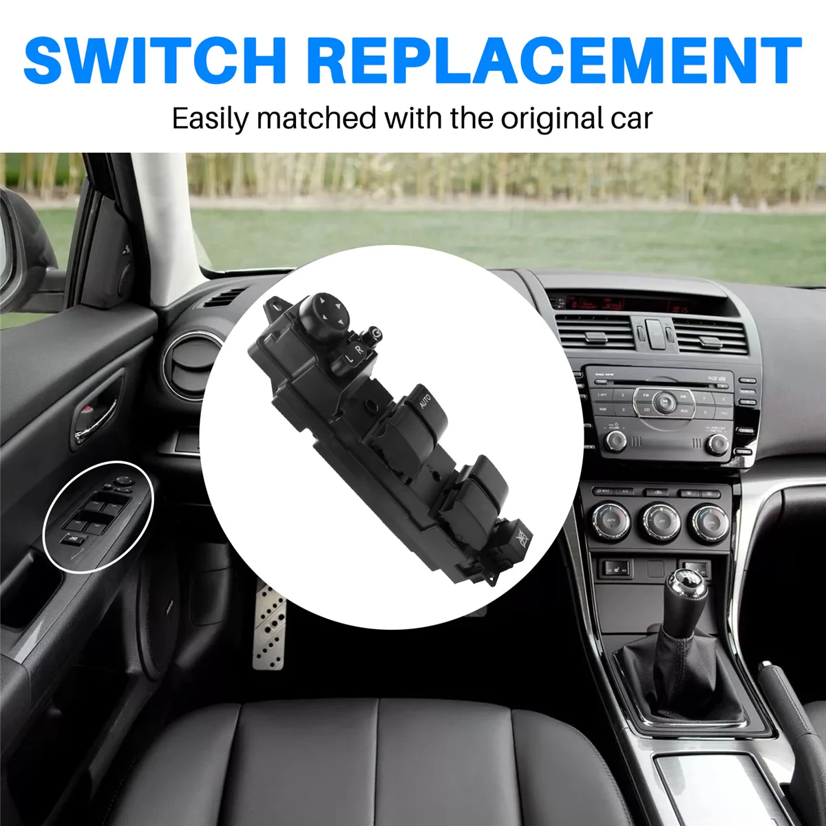 

#739G New RHD Right Hand Drive Power Window Switch Fit for Mazda 2 6 2008-2012 D652-66-350A (Black)