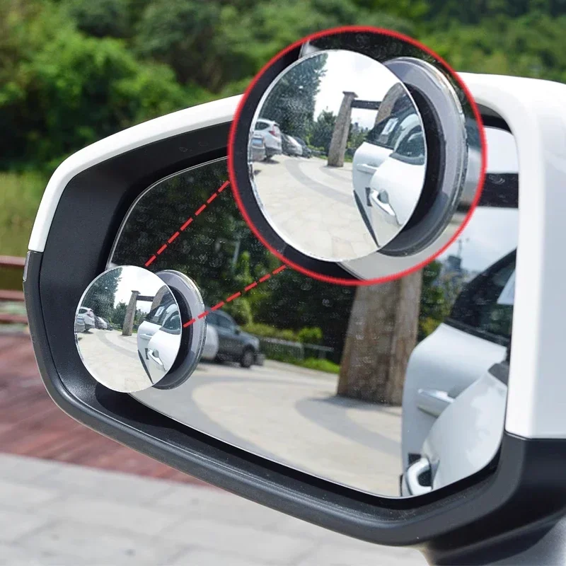 Car Blind Spot Rear View Mirror Wide Angle 360 Degree Adjustable Small Round Mirror Car Reverse Auxiliary Rearview Convex Mirror