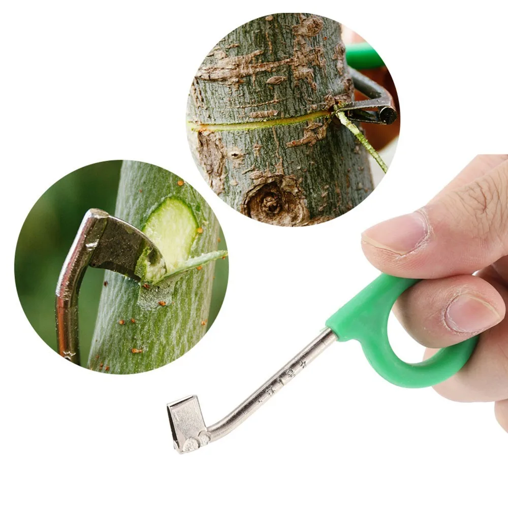 Durable Manganese Steel Barking Cutter Scissor Sharp Blade Green Girdling Knife Hand Operated Compact Garden Pruning Tool