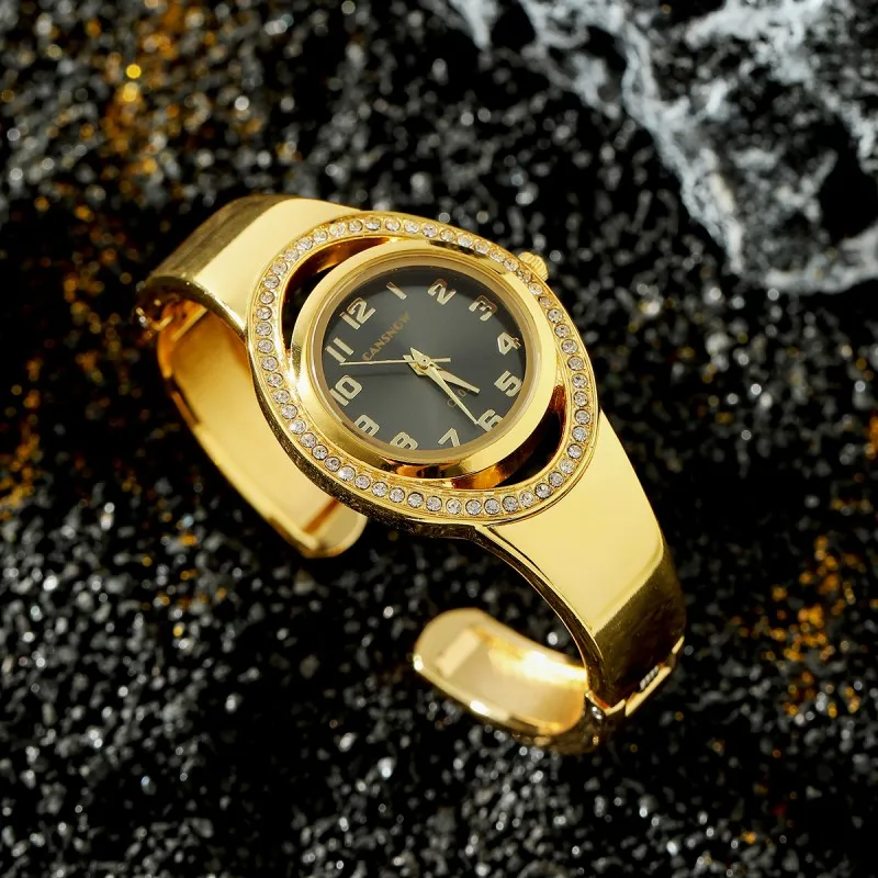 CANSNOW Brand Luxury Fashion Rhinestone Round Dial Ladies Quartz Bracelet Watch Elegant Female Clock Women's Saati Relojes