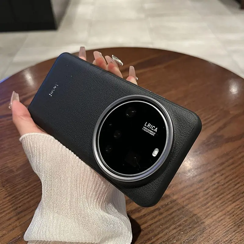 

For XIAOMI 15 14 Ultra Case Minimalist Textured Leather Lens Protector Cover For Xiaomi 15 14 Ultra Shockproof Bumper Funda