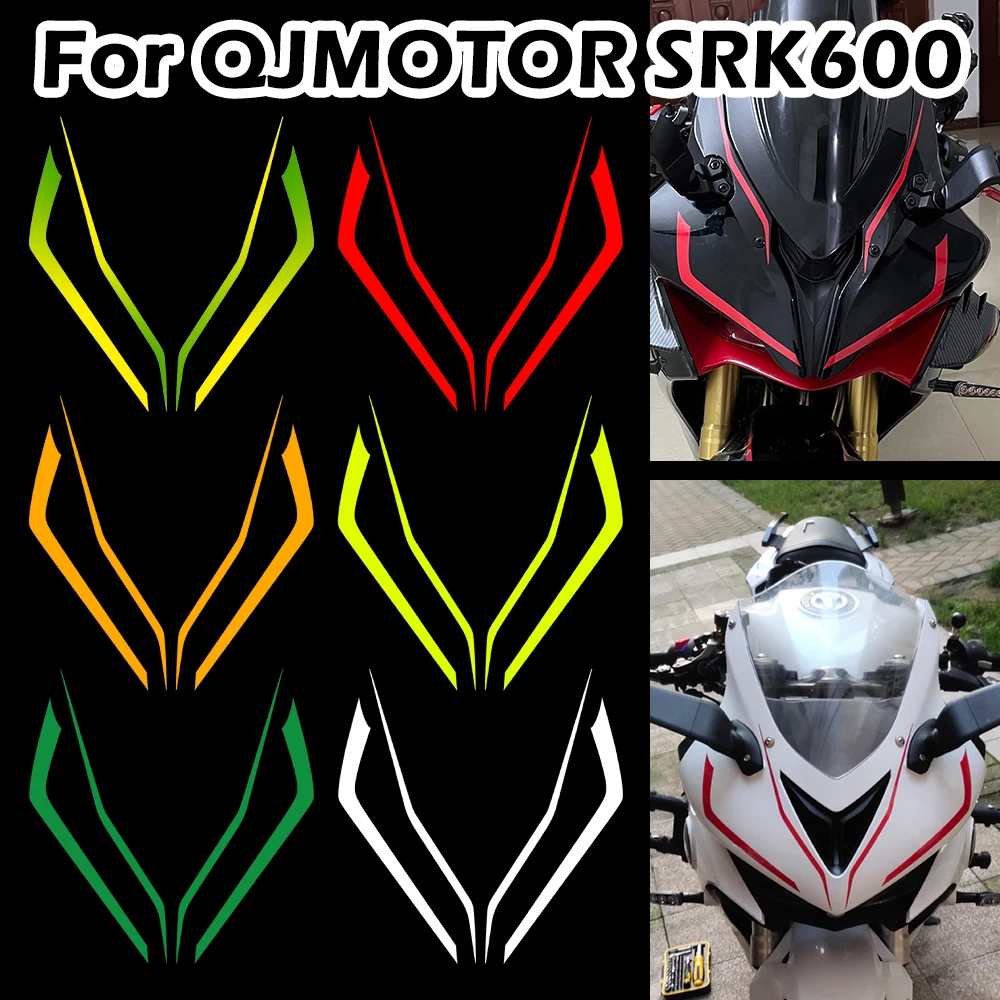 Para QJMOTOR SRK600 SRK 600, pegatinas reflectantes para cabeza de motocicleta, pegatinas para parabrisas delantero, casco de carenado de motocicleta, calcomanías de vinilo, accesorios
